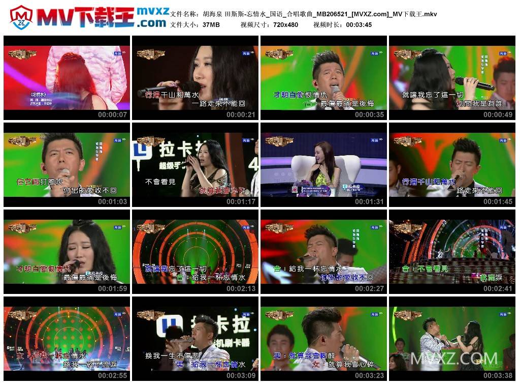 胡海泉 田斯斯-忘情水_国语_合唱歌曲_MB206521